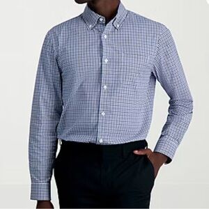 Haggar Men's Blue Checkered Dress Shirt